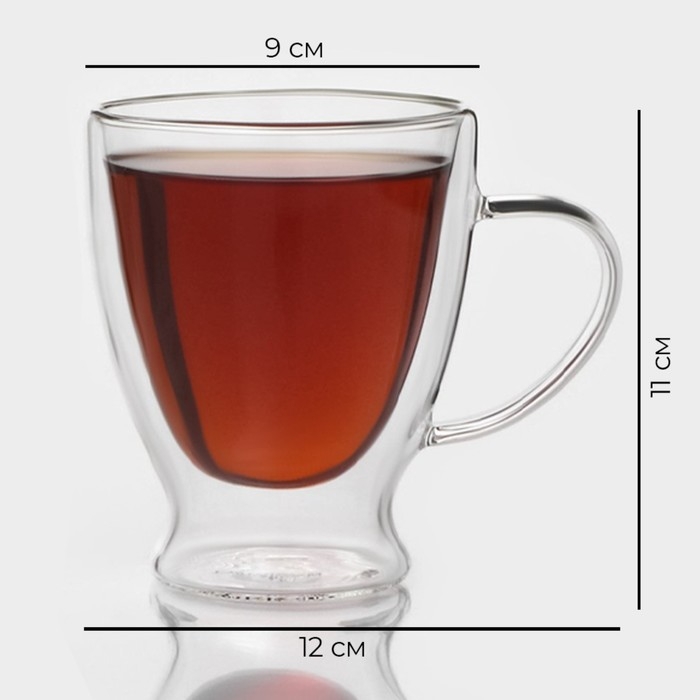 Набор стеклянных кружек с двойными стенками Magistro &laquo;Капучино&raquo;, 300 мл, 12&times;9&times;11 см, 2 шт