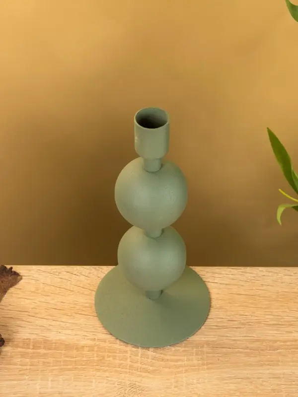 Подсвечник на 1 свечу текстурный "Болотный" с 2 сферами 8,5х8,5х18 см