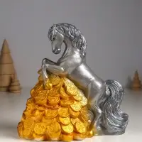 Копилка "Конь на деньгах" 20х20х13 см, серый