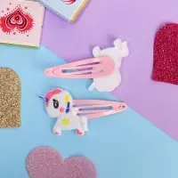 Невидимка для волос "Абель" (набор 2 шт) белый единорог, 5 см