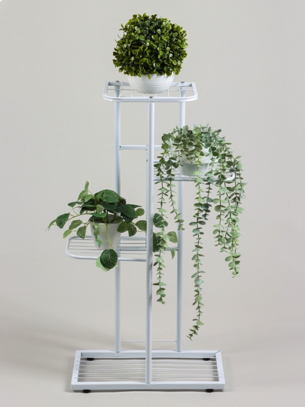 Подставка для цветов Greengo, 4 полки, 43 &times; 22 &times; 82 см, напольная, металл, белая
