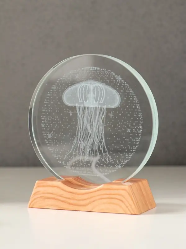 Сувенир стекло свет "Диск. Медуза" 5хLED d=10 см, USB 10х4х11,4 см