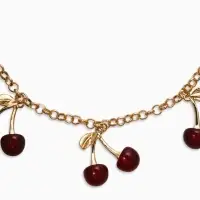 Цепь с подвесками "Вишня", 40+удл, цвет бордовый в золоте
