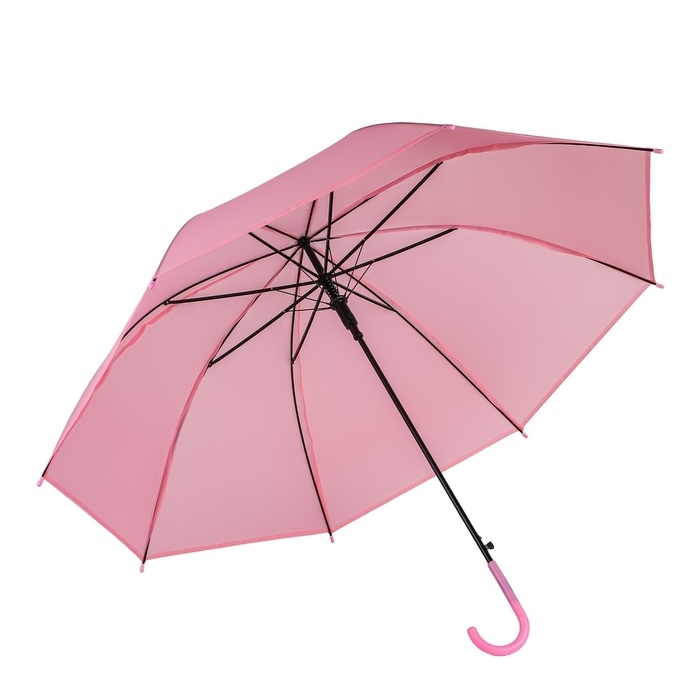 Зонт - трость полуавтоматический &laquo;Однотонный&raquo;, 8 спиц, R = 47/55 см, D = 110 см, цвет розовый
