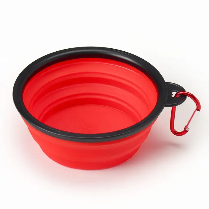 Миска силиконовая, складная, 350 мл, 13 см, красная