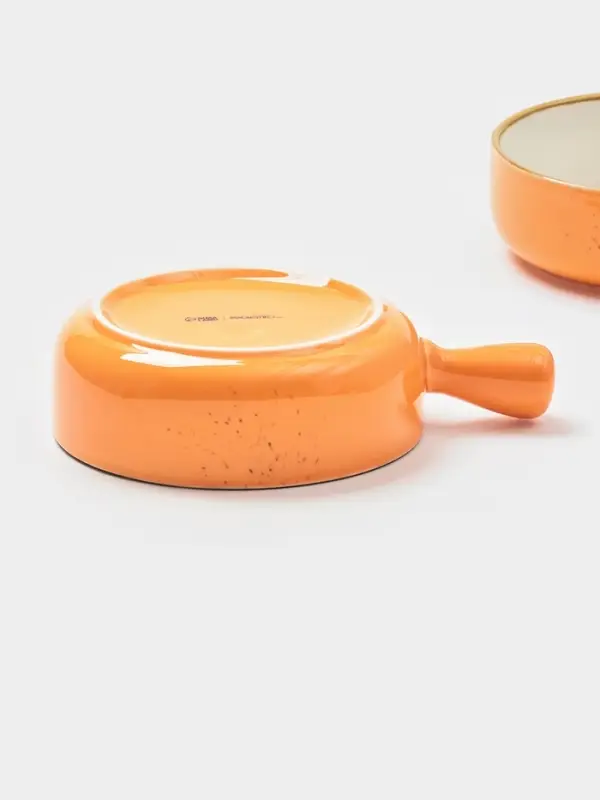 Кокотницы Magistro &laquo;Церера&raquo;, набор 2 шт., 500 мл, d=15 см, фарфор, оранжевые