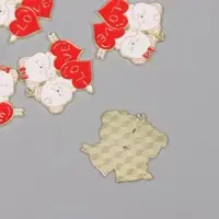 Декор для творчества металл, эмаль "Два влюблённых мишки" 2,8х2,8 см