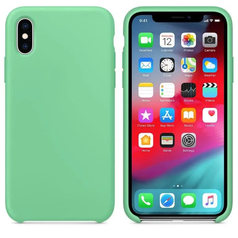 Чехол Iph XS Max Silicon Case 100% ORG Spearmint (c LOGO)