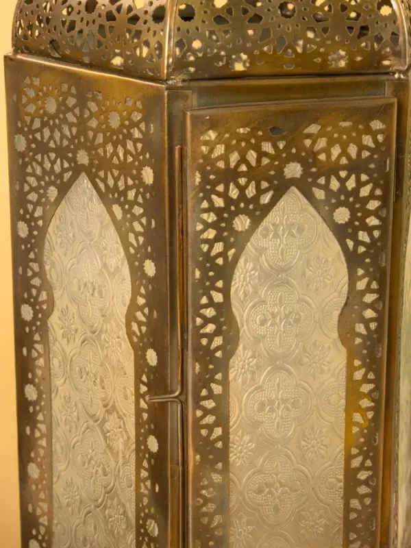 Подсвечник фонарь "Золотое кружево" железо 25х25х43,5 см