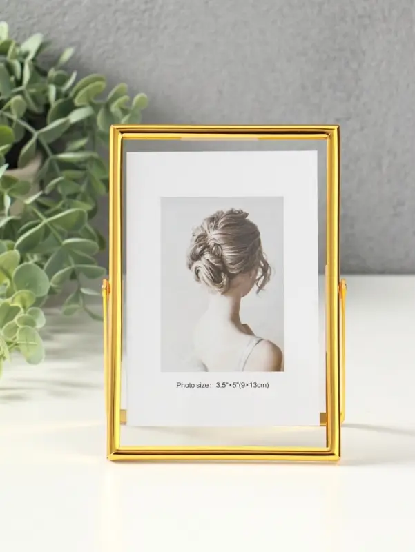 Фоторамка металл на 1 фото 10х15 см "Лофт" золото гальваника 1,2х11,5х16 см