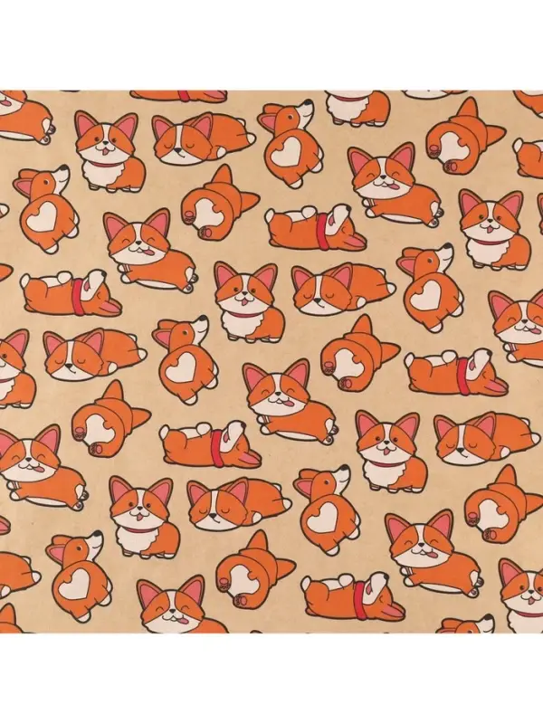 Бумага упаковочная крафтовая &laquo;Корги&raquo;, 70 х 100 см