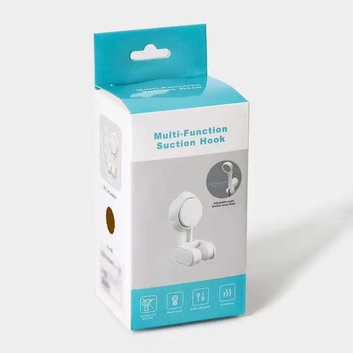 Держатель для душевой лейки на присоске, 6,8&times;5,5&times;12 см, цвет белый