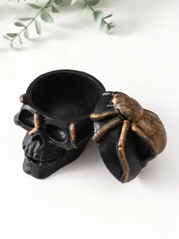 Шкатулка с крышкой &laquo;Череп&raquo;, 10&times;8&times;10 см, чёрная