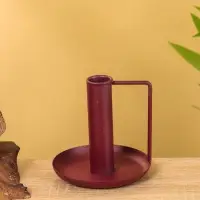 Подсвечник на 1 свечу текстурный с ручкой и блюдцем &laquo;Баклажан&raquo;, 10&times;10&times;9.5 +/- ,5 см