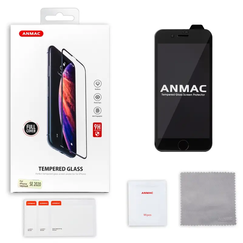 Защитное стекло iPh SE(2020) Full Cover ANMAC черное Арт.1137213