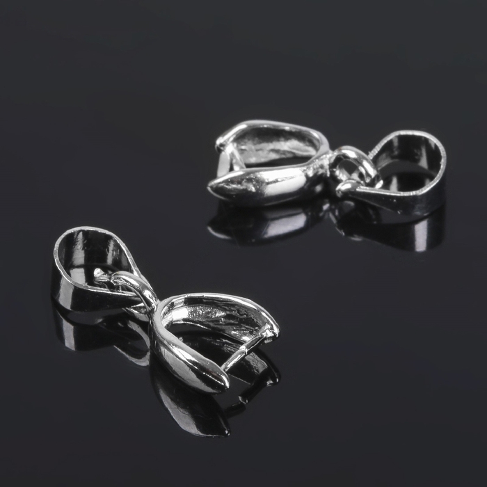 Держатель для кулона, 14&times;6 мм (набор 5 шт.), цвет серебро