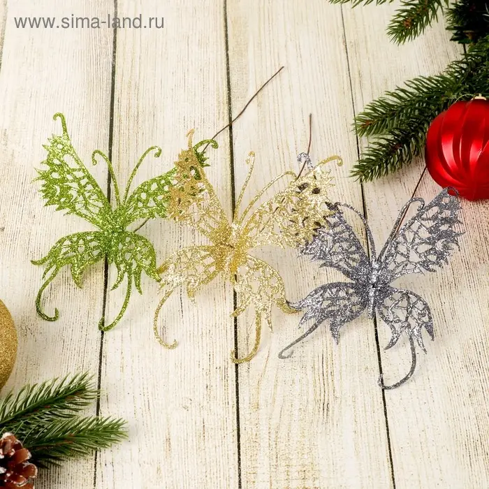 Декор &laquo;Перелив&raquo;, бабочка с резными крыльями, 7.5&times;20 см, МИКС