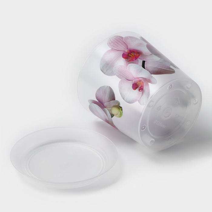 Горшок для орхидей с поддоном &laquo;Деко&raquo;, 1,2 л цвет белый