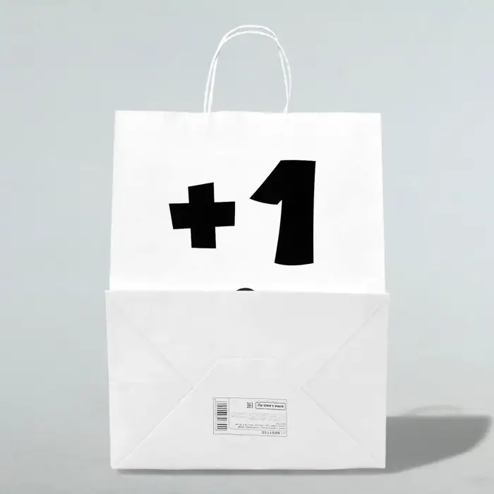 Пакет подарочный с приколами, крафт &laquo;Плюс один год&raquo;, белый, 24&times;14&times;28 см