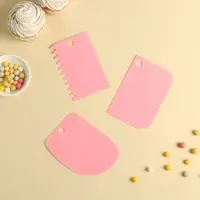 Набор шпателей кондитерских Доляна, 3 предмета: 12&times;8 см, 11&times;7.5 см, 8.8&times;12.2 см, МИКС