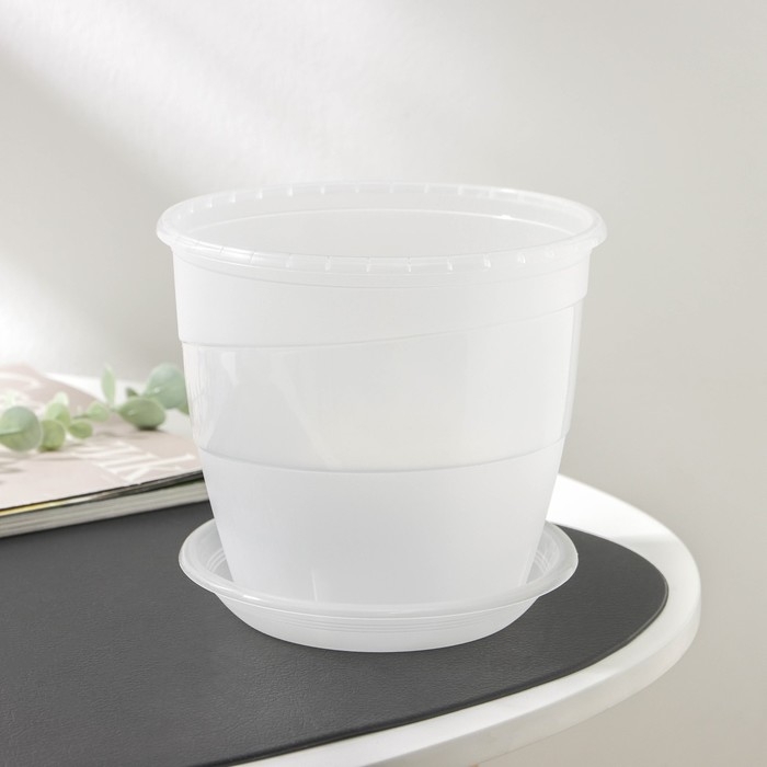 Горшок для цветов с поддоном &laquo;Венеция&raquo;, 2 л, d=16 см, цвет прозрачный