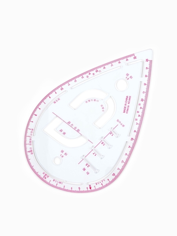 Лекало портновское метрическое &laquo;Капля&raquo;, с проймой, 20,5 &times; 13,3 см, толщина 0,5 мм, цвет прозрачный