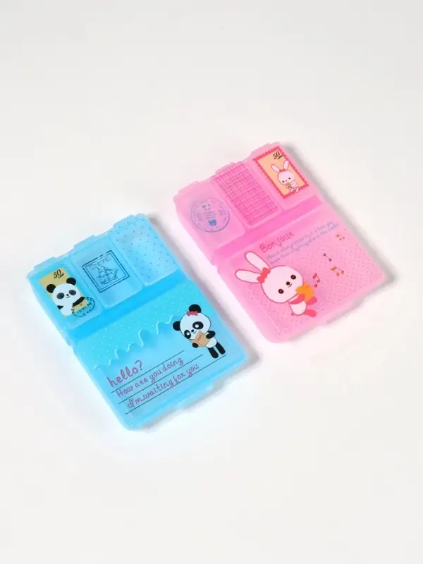 Таблетница, 9.2&times;6.5&times;1.6 см, 4 секции, МИКС