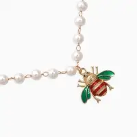 Колье на жемчужной дорожке "Пчёлка", цветная в золоте 40+удл, d6