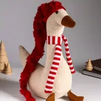 Кукла интерьерная "Гусь в длинном колпаке и полосатом шарфе" 28х11х70 см