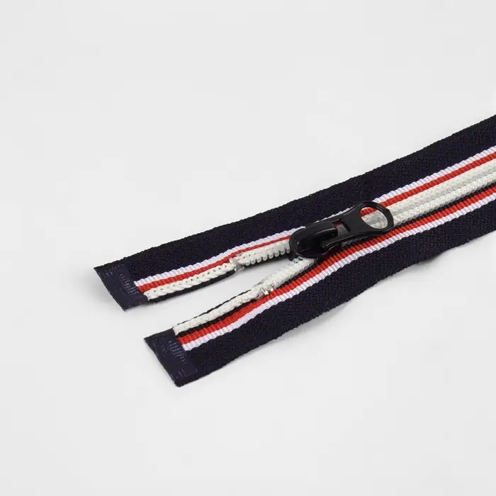 Молния &laquo;Спираль&raquo;, №5, разъёмная, замок автомат, 60 см, тёмно-синяя, красный, белый