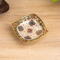 Блюдо сервировочное на ножке "Клевер" латунь 10х10х4 см