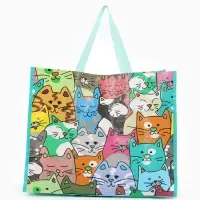 Сумка хоз Котики, 45*20*37, отдел без молнии, зеленый