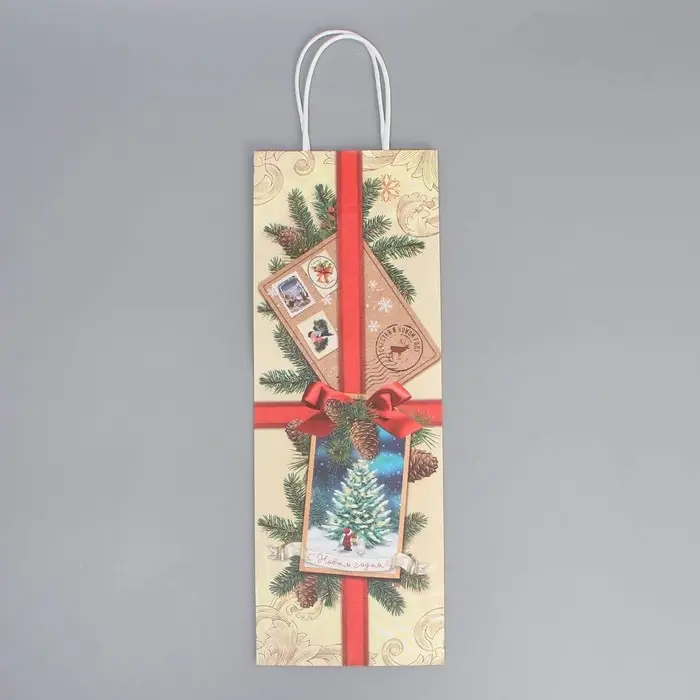 Пакет под бутылку &laquo;Почта&raquo;, 13 x 36 x 10 см