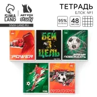 Тетрадь в клетку, 48 л., А5, на скрепке, блок №1 &laquo;Спорт&raquo; МИКС