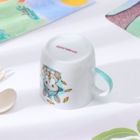 Набор детской посуды из керамики Доляна &laquo;Милый зайка&raquo;, 3 предмета: кружка 230 мл, миска 400 мл, тарелка d=18 см, цвет белый