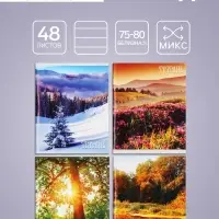 Тетрадь 48 листов в клетку, Calligrata &laquo;Времена года&raquo;, серые листы, МИКС