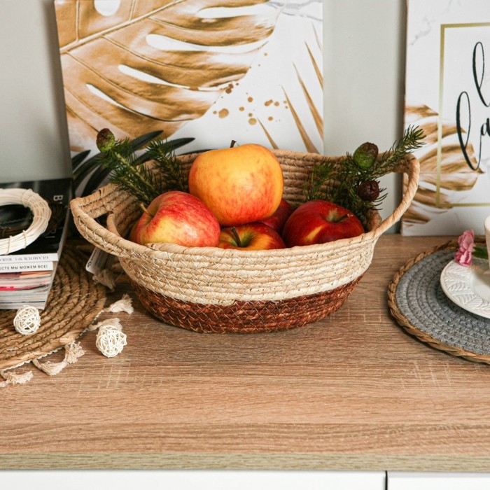 Корзина для хранения плетёная ручной работы Доляна &laquo;Тэри&raquo;, с ручками, 40&times;24&times;12 см, цвет коричневый