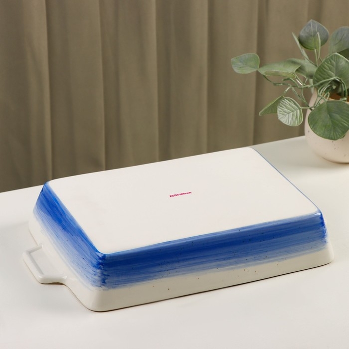 Форма для запекания из фарфора прямоугольная Доляна &laquo;Космос&raquo;, 2100 мл, 34&times;20,5&times;5,5 см, цвет синий