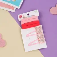 Набор для волос "Лили" (4 резинки 4 см, 2 невидимки 5 см) зайки, розовый