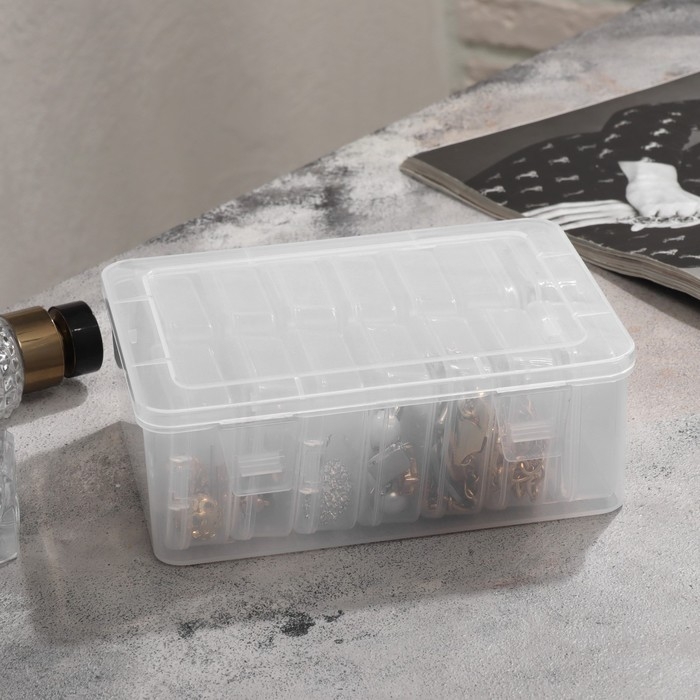 Органайзер для украшений антиокислительный на 14 ячеек, 16.5&times;12&times;6 см, цвет прозрачный