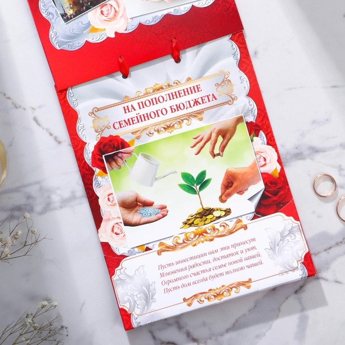 Конверт для денег на свадьбу &laquo;Вклад: свадебный&raquo;, открытка, 6 листов.