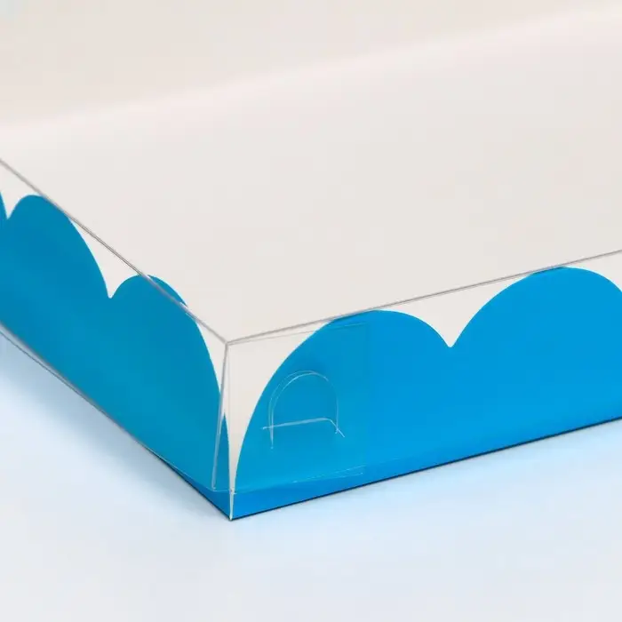 Коробка для печенья, кондитерская упаковка, голубая, 22 х 15 х 3 см