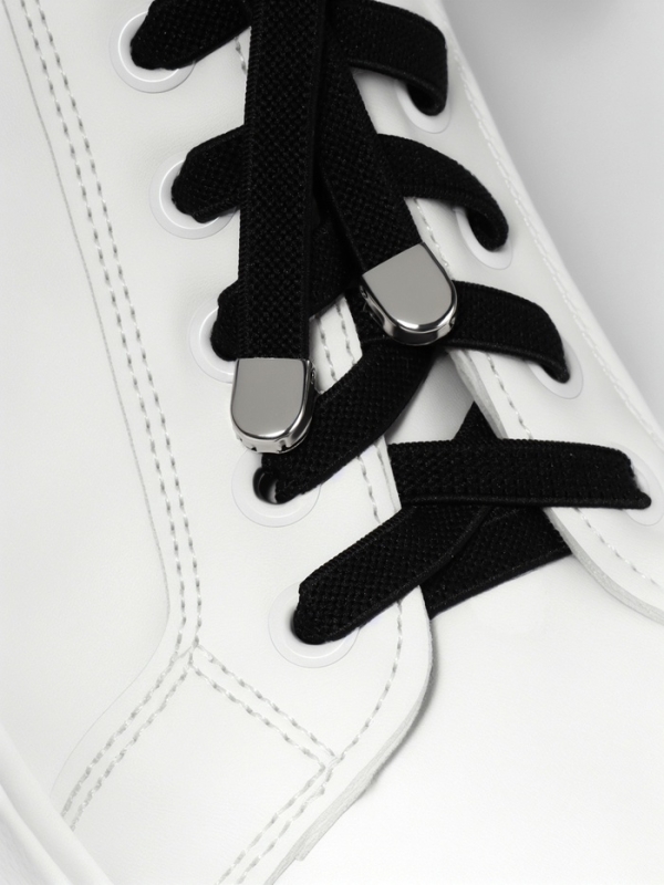 Шнурки с плоск сечением 8мм 100&plusmn;5см (пара) эласт с фикс черн пакет SS