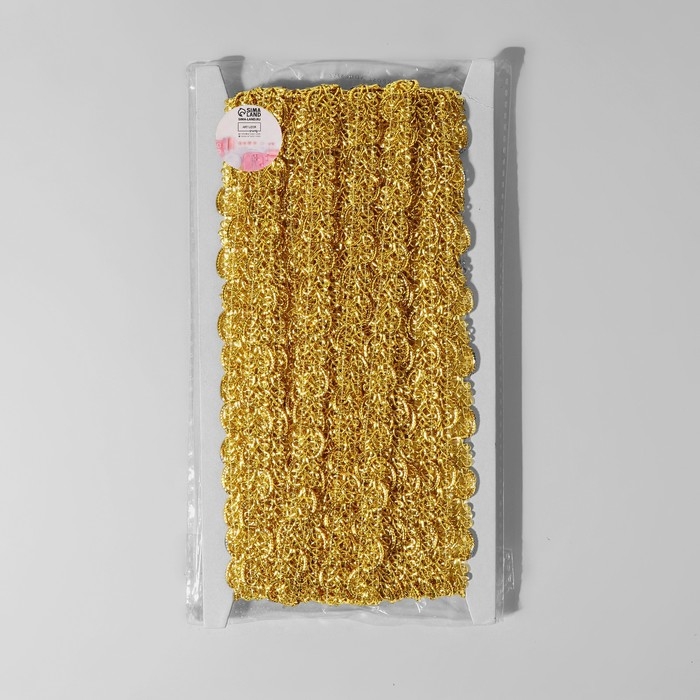 Тесьма декоративная, 12 мм, 10 &plusmn; 1 м, цвет золотой