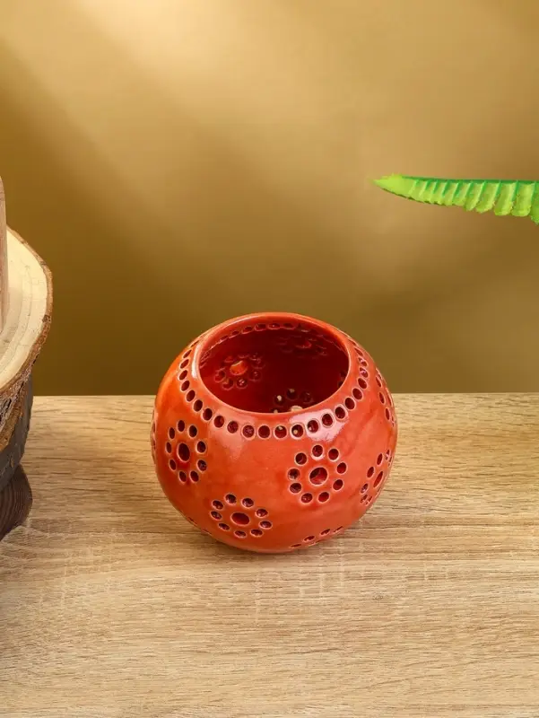 Аромалампа &laquo;Шар&raquo;, 9&times;9&times;7 см, керамика, красная