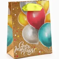 Пакет подарочный крафтовый, упаковка, &laquo;Весёлый праздник&raquo;, S 12 х 15 х 5.5 см