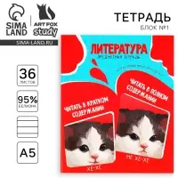 Тетрадь в линейку, предметная, 36 л.,на скрепке, блок №1&laquo;Мемы. Литература&raquo;