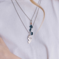 Набор 3 предмета: 2 кулона, тинт для губ &laquo;Неразлучники&raquo; сердце и вино, цветной в серебре, 25 см