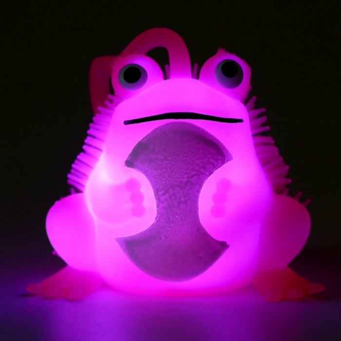 Мяч детский резиновый ёжка световой &laquo;Лягушка&raquo;, цвета МИКС , в шоубоксе