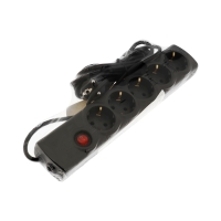 Сетевой фильтр Luazon Lighting, 5 розеток, 3 м, 2200 Вт, 3х0.75 мм2, 10 A, 220 В, c предохранителем, черный